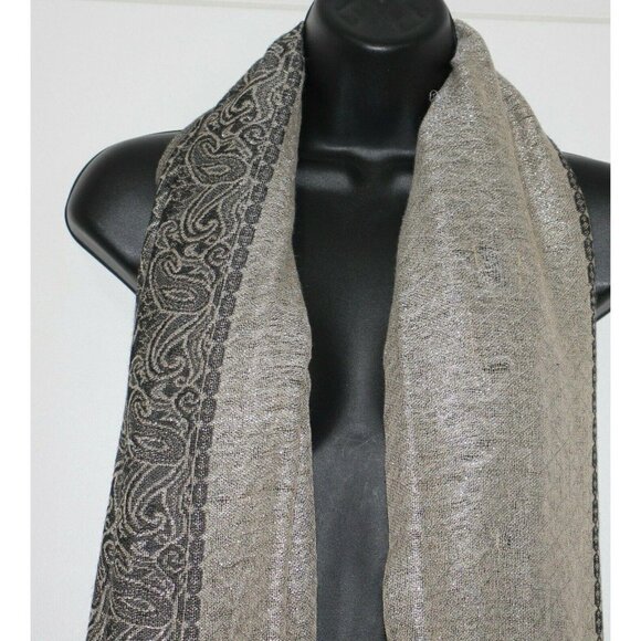 Neck Scarf Head Wrap Shawl Womens Black Gold - Picture 1 of 3